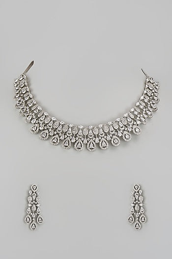 White Finish Zircon Necklace Set