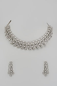 White Finish Zircon Necklace Set