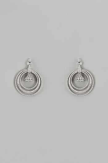 White Finish Zircon Chandbali Earrings