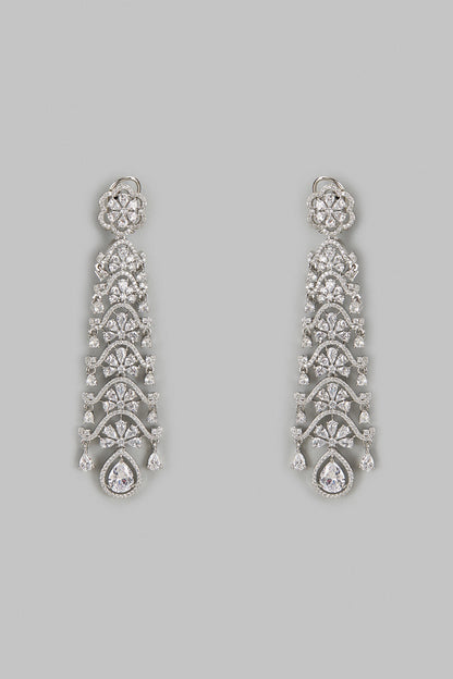 White Finish Zircon Dangler Earrings