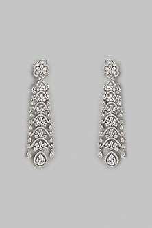 White Finish Zircon Dangler Earrings