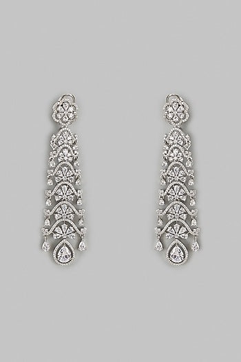 White Finish Zircon Dangler Earrings