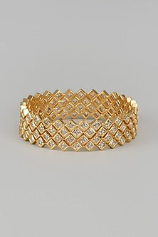 Gold Finish Zircon Bangles (Set of 4)