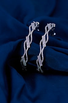 White Finish Zircon Bangles (Set of 2)