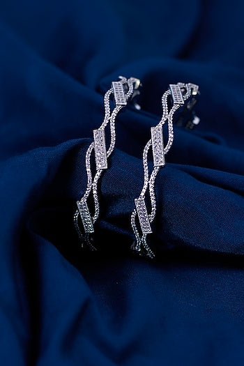 White Finish Zircon Bangles (Set of 2)