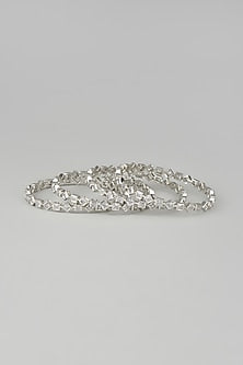 White Finish Zircon Bangles (Set of 4)