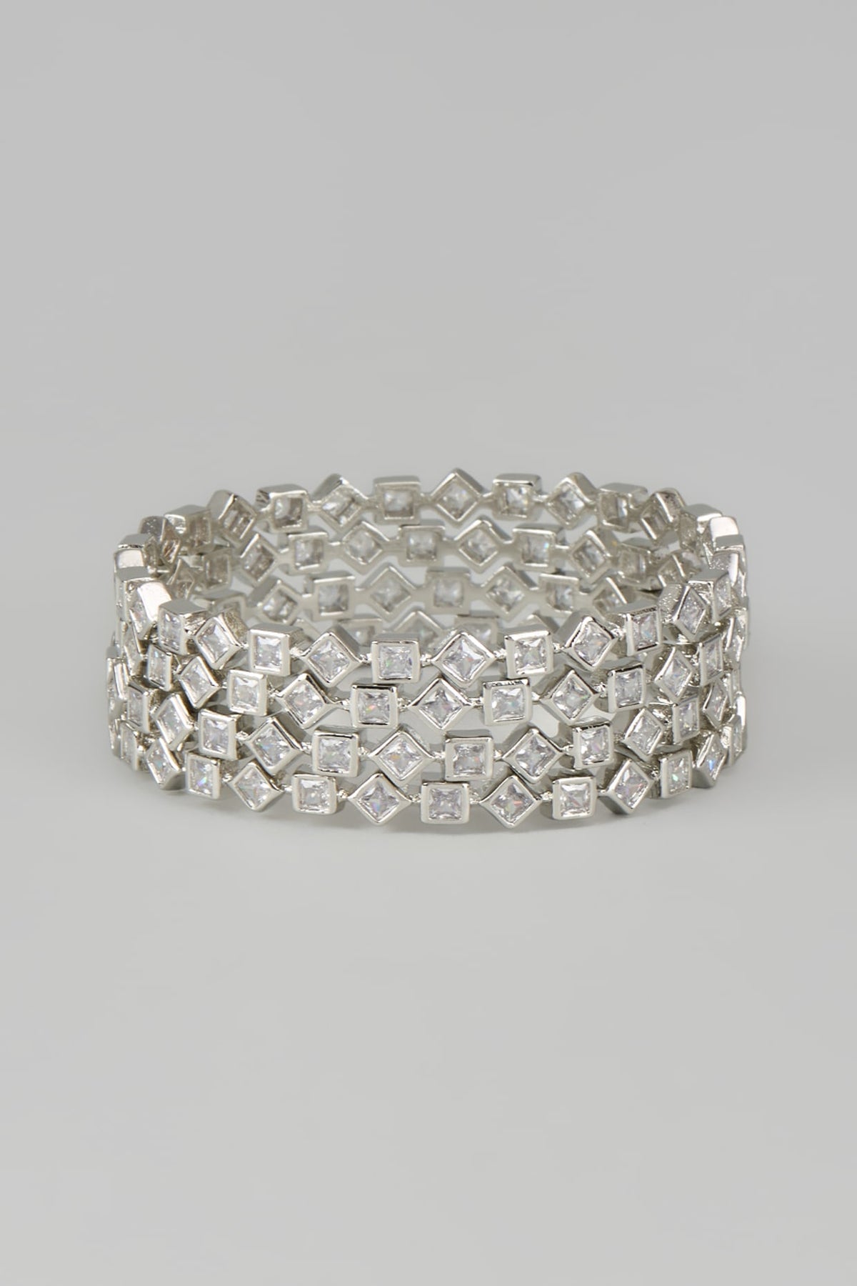 White Finish Zircon Bangles (Set of 4)