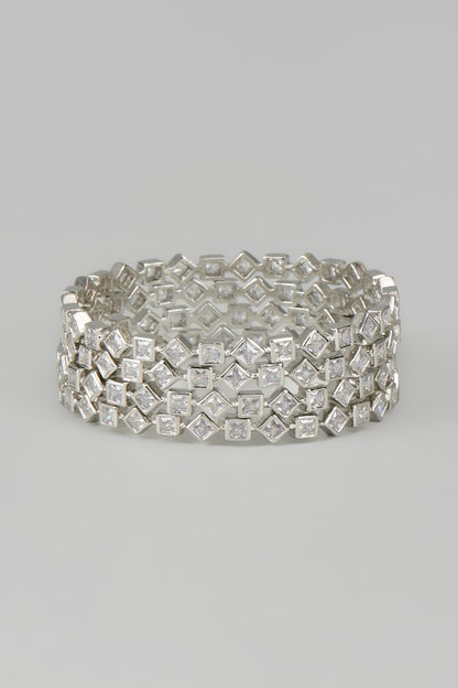 White Finish Zircon Bangles (Set of 4)
