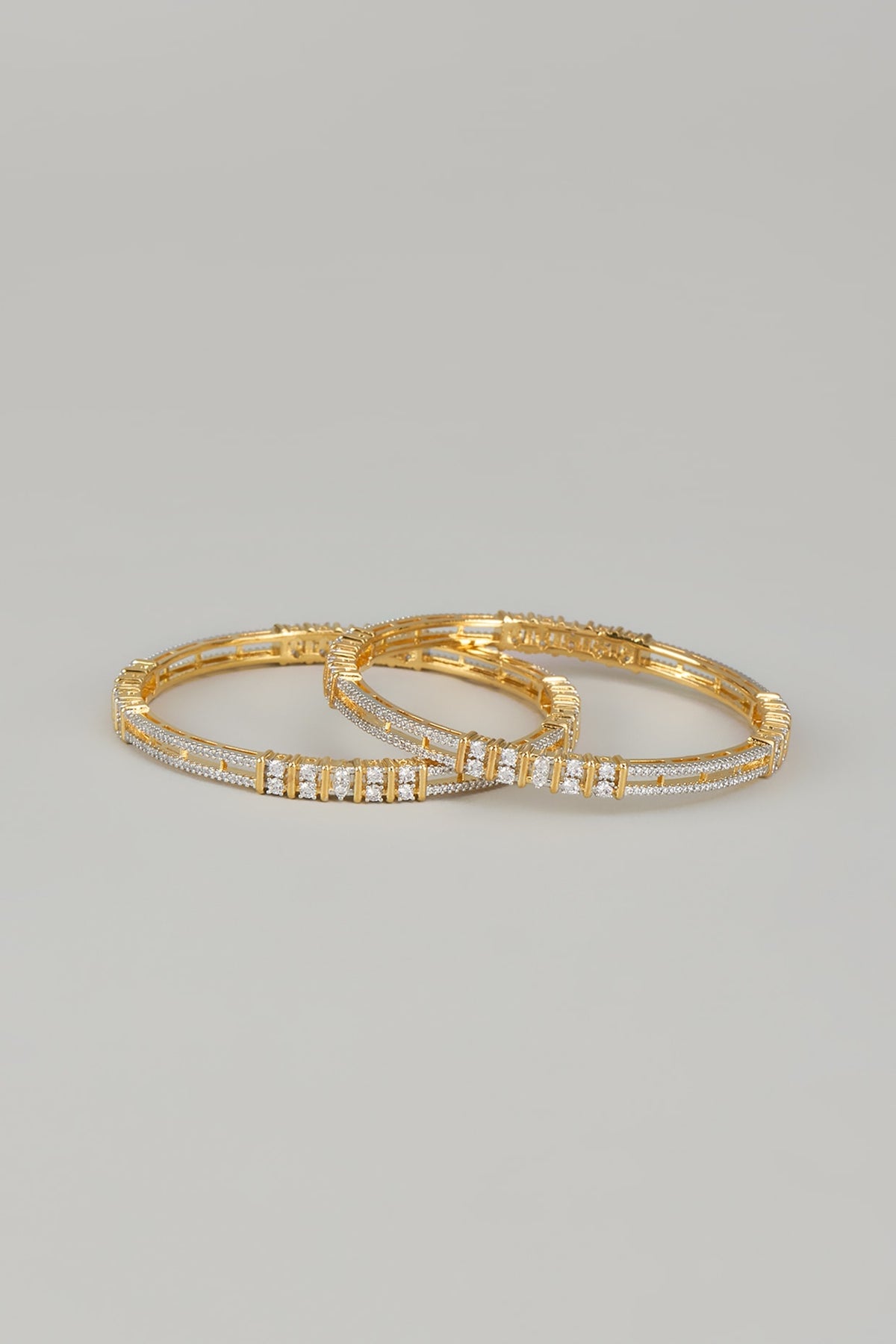 Gold Finish Zircons Bangles (Set of 2)