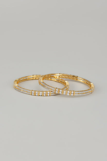 Gold Finish Zircons Bangles (Set of 2)