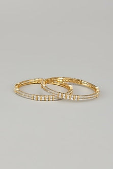 Gold Finish Zircons Bangles (Set of 2)