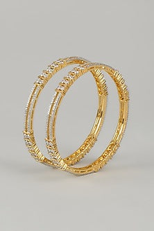 Gold Finish Zircons Bangles (Set of 2)