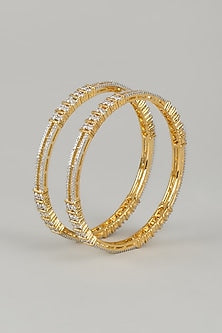 Gold Finish Zircons Bangles (Set of 2)