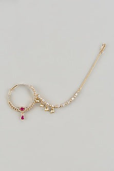 Gold Finish Zircons & Red Stone Nose Ring