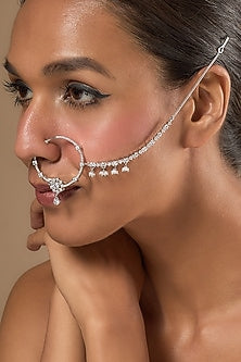 White Finish Zircons Nose Ring
