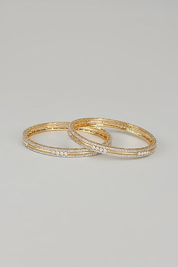 Gold Finish Zircons Bangles (Set of 2)