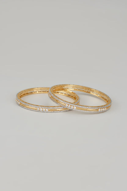 Gold Finish Zircons Bangles (Set of 2)