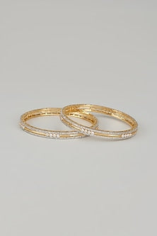 Gold Finish Zircons Bangles (Set of 2)