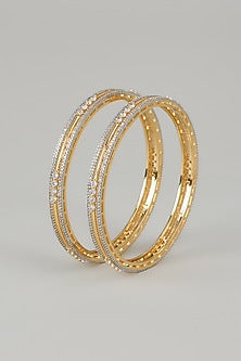 Gold Finish Zircons Bangles (Set of 2)