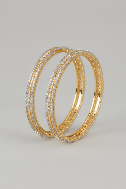 Gold Finish Zircons Bangles (Set of 2)