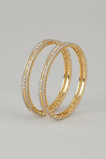 Gold Finish Zircons Bangles (Set of 2)
