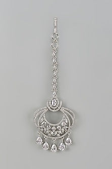 White Finish Zircon Maangtikka