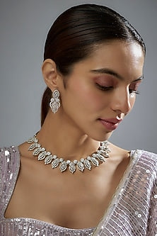 White Finish Zircon Necklace Set
