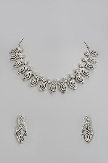 White Finish Zircon Necklace Set