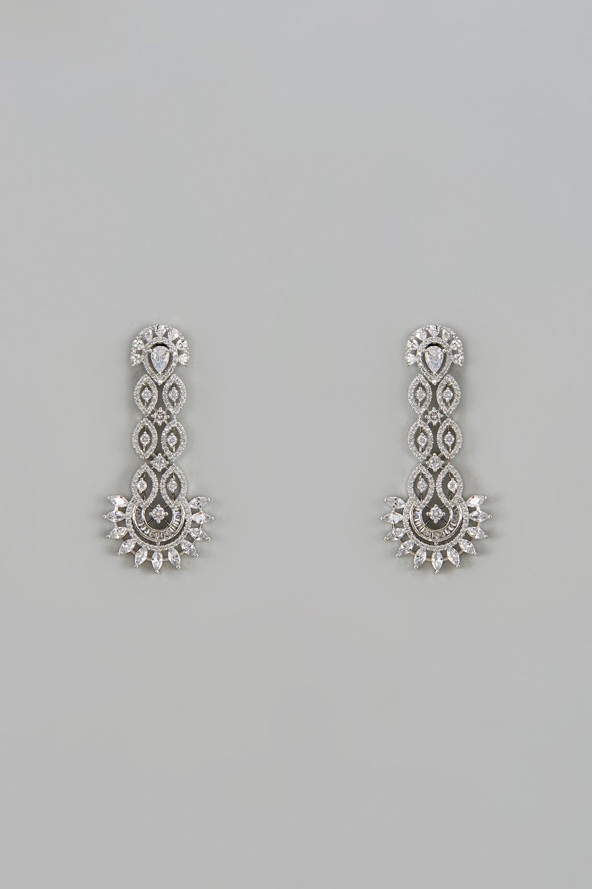 White Finish Zircon Dangler Earrings