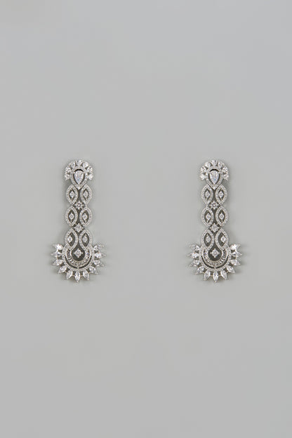 White Finish Zircon Dangler Earrings