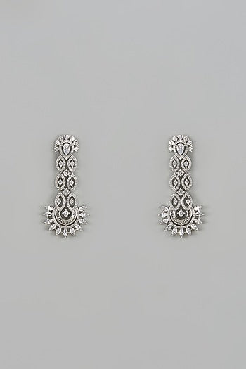 White Finish Zircon Dangler Earrings