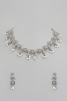 White Finish Zircon Necklace Set