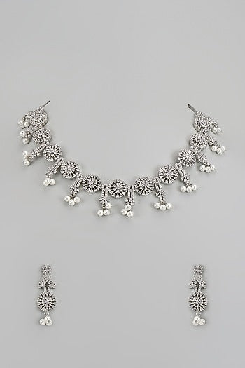 White Finish Zircon Necklace Set