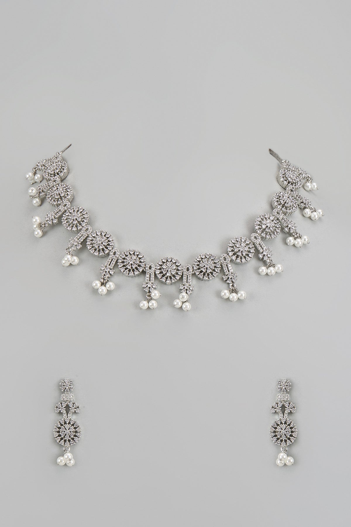 White Finish Zircon Necklace Set