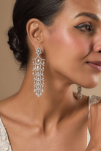 White Finish Zircon Dangler Earrings