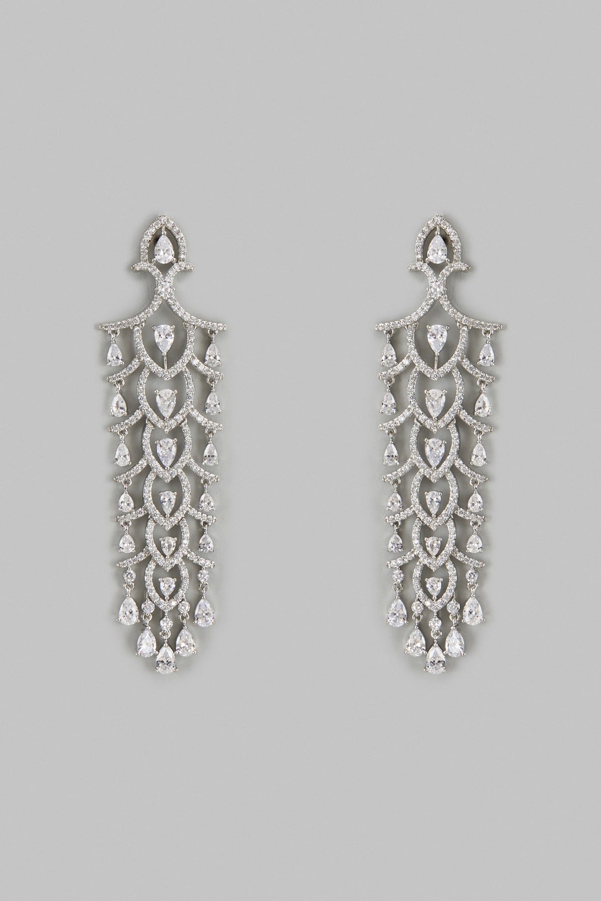 White Finish Zircon Dangler Earrings