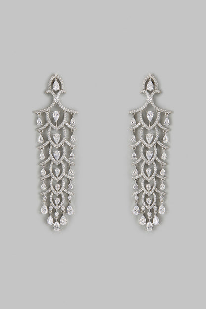 White Finish Zircon Dangler Earrings