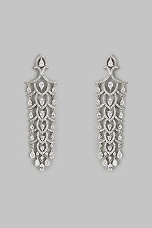White Finish Zircon Dangler Earrings