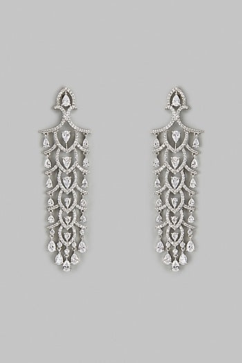 White Finish Zircon Dangler Earrings