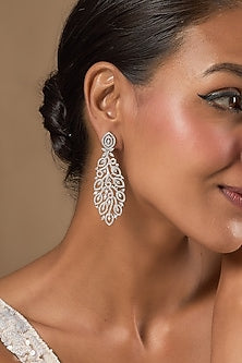 White Finish Zircon Dangler Earrings