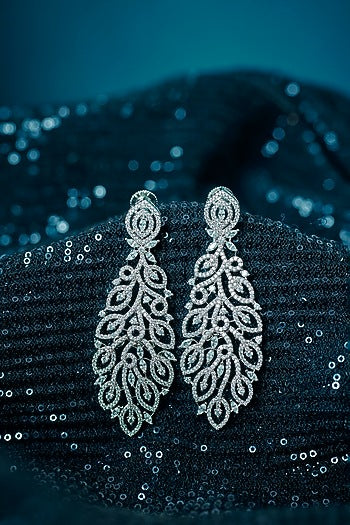 White Finish Zircon Dangler Earrings
