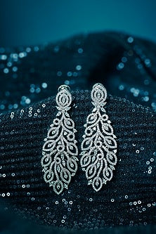 White Finish Zircon Dangler Earrings