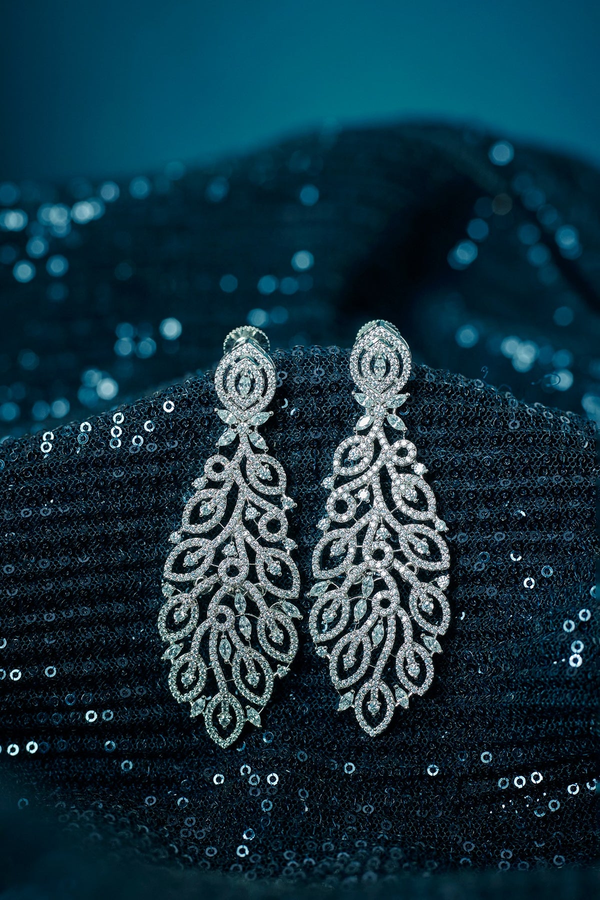 White Finish Zircon Dangler Earrings