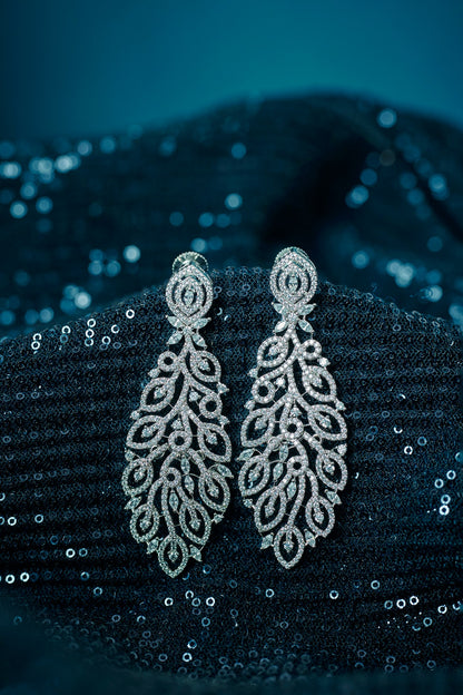 White Finish Zircon Dangler Earrings