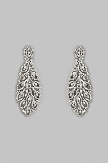 White Finish Zircon Dangler Earrings