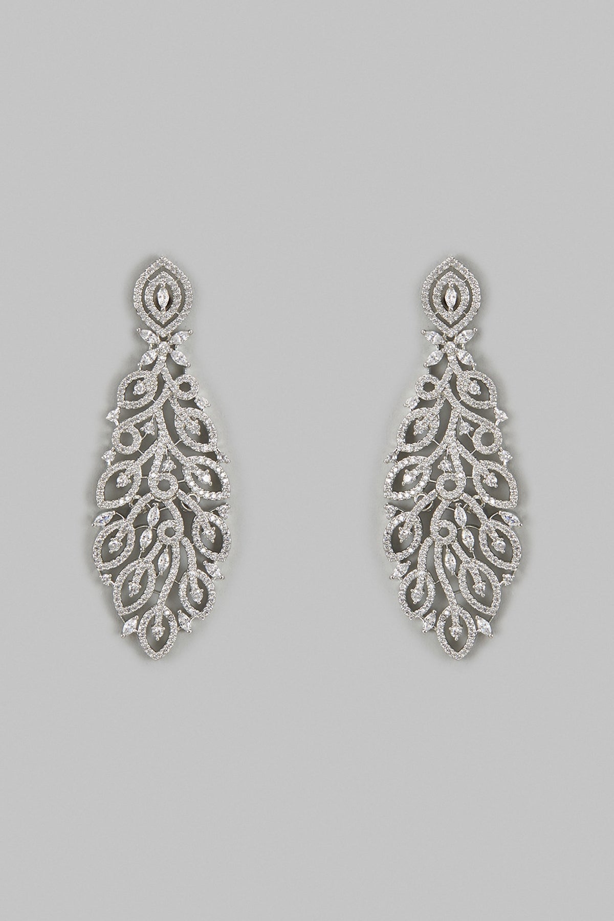White Finish Zircon Dangler Earrings