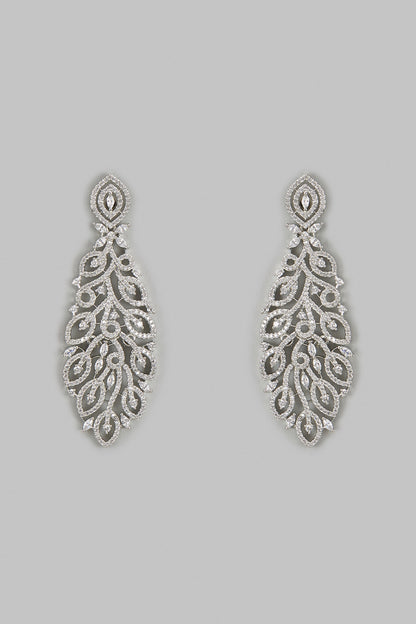 White Finish Zircon Dangler Earrings