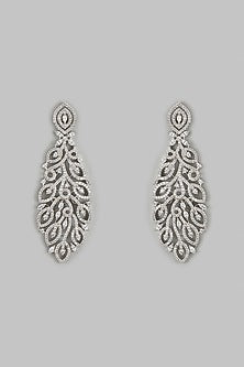 White Finish Zircon Dangler Earrings