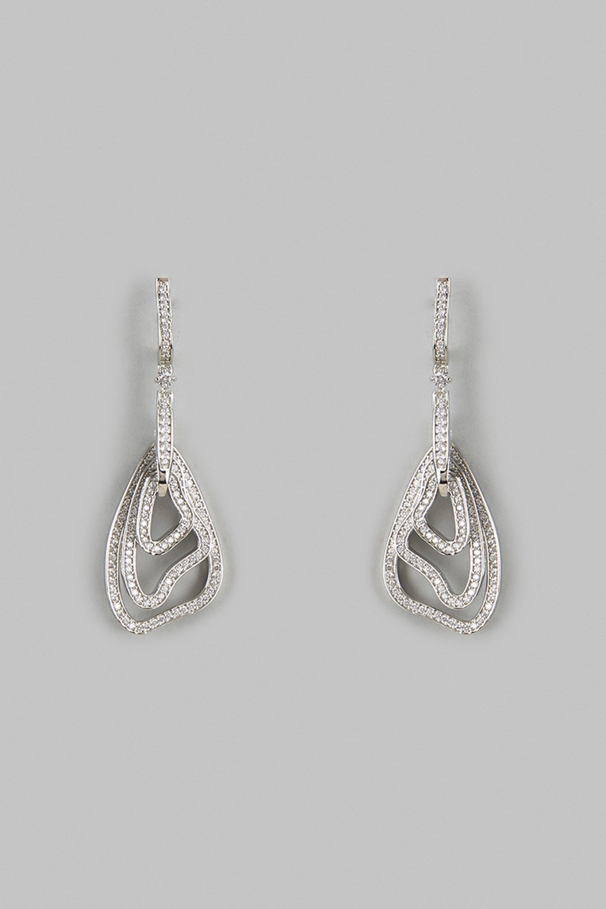 White Finish Zircon Dangler Earrings