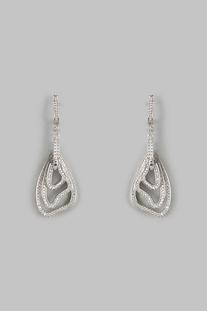 White Finish Zircon Dangler Earrings